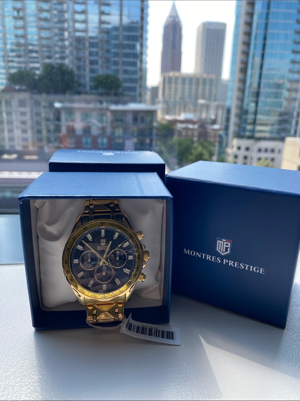 Montres Prestige Triovaris MPW-0334 Gold tone black dial w/ tachymeter